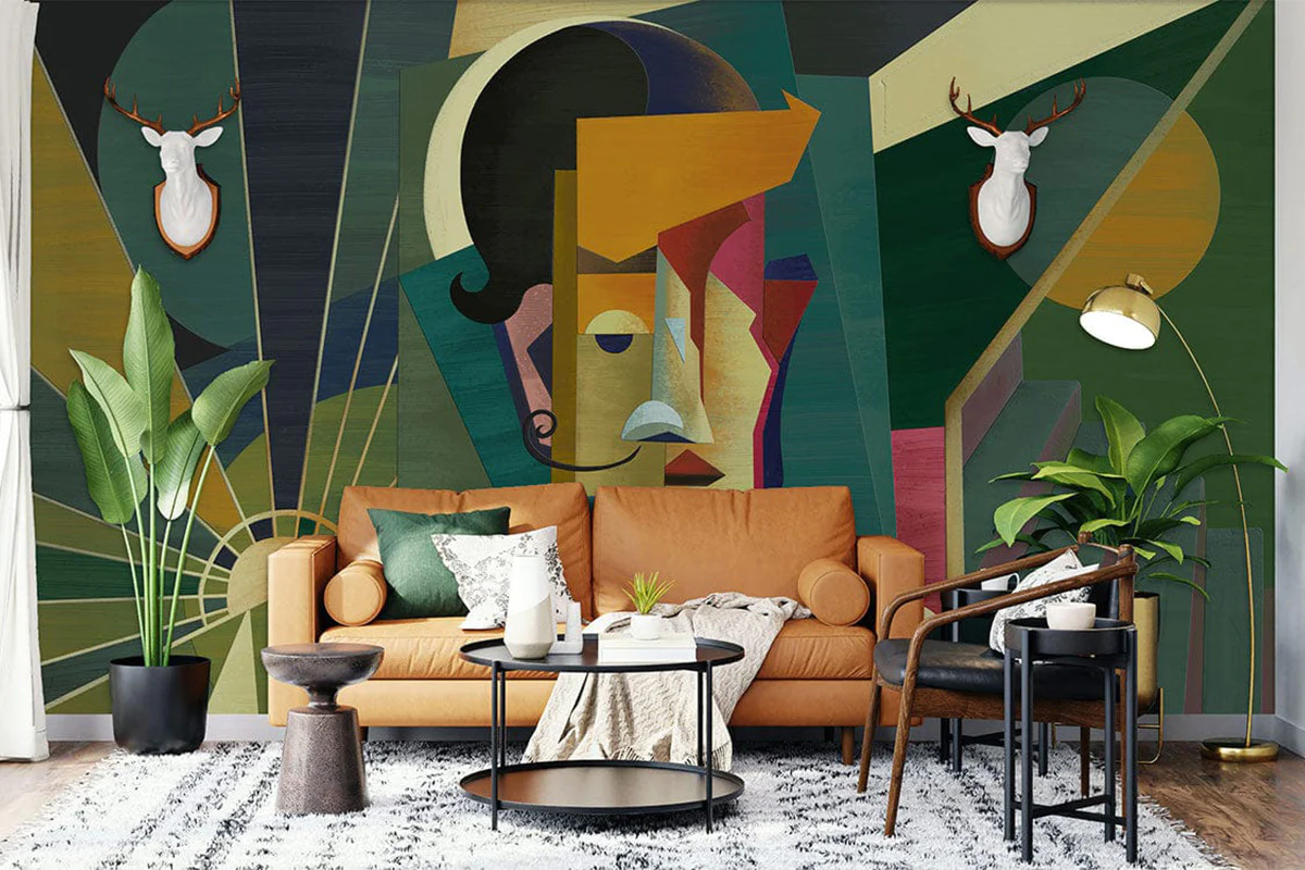 Bold wallpapers can be designed exactly to your taste, like this Picasso-inspired geometric style